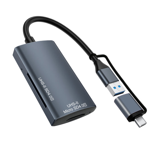 NÖRDIC USB Kaartlezer - Micro SD Kaart - SD Kaart lezer - USB-A, USB-C - Geschikt voor PC, Laptop, Smartphone & Tablet