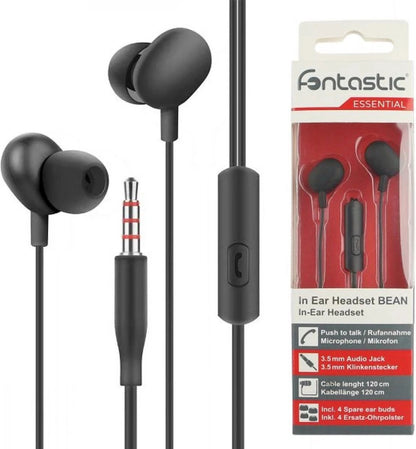Fontastic 255441 In-Ear Headset - Oordopjes met microfoon - Zacht Zwart