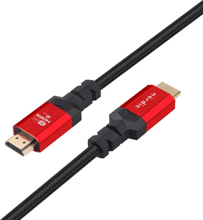 NÖRDIC HDMI-N1017 HDMI Ultra High Speed kabel - Gecertificeerd - 8K 60Hz - 48Gbps - Dynamische HDR eARC ondersteuning - HDMI 2.1 - 1.50m - Rood/Zwart
