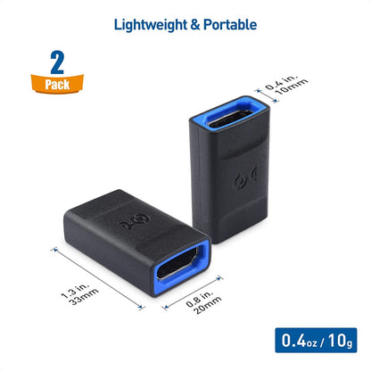 Cable Matters 113105 HDMI2.1 Female Extender - 8K60Hz - HDR - Twee stuks - Zwart