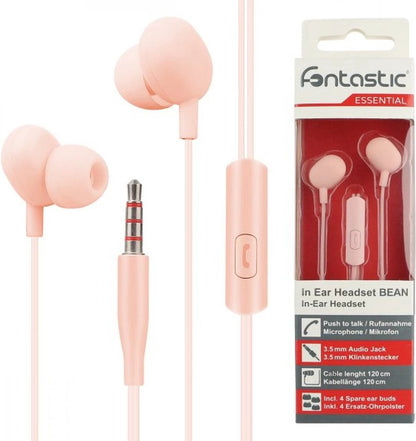 Fontastic 255465 In-Ear Headset - Oordopjes met microfoon - Licht Roze
