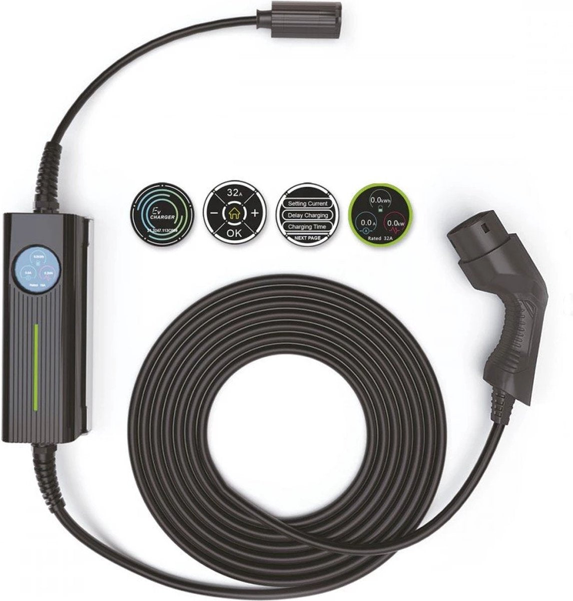 EM2GO EM016ACCAD AC Draagbare Laadstation - Type2 - 230/400V - 16A - IP66 - 6m - Zwart