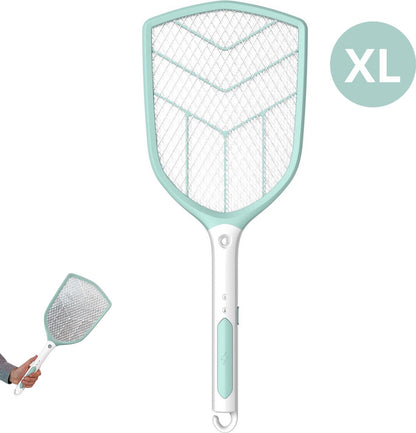 PLATINET PRMB3839 Large Rechargeable Electric Fly Swatter - Mosquito Swatter 1200 mAh Mint White with LED Light