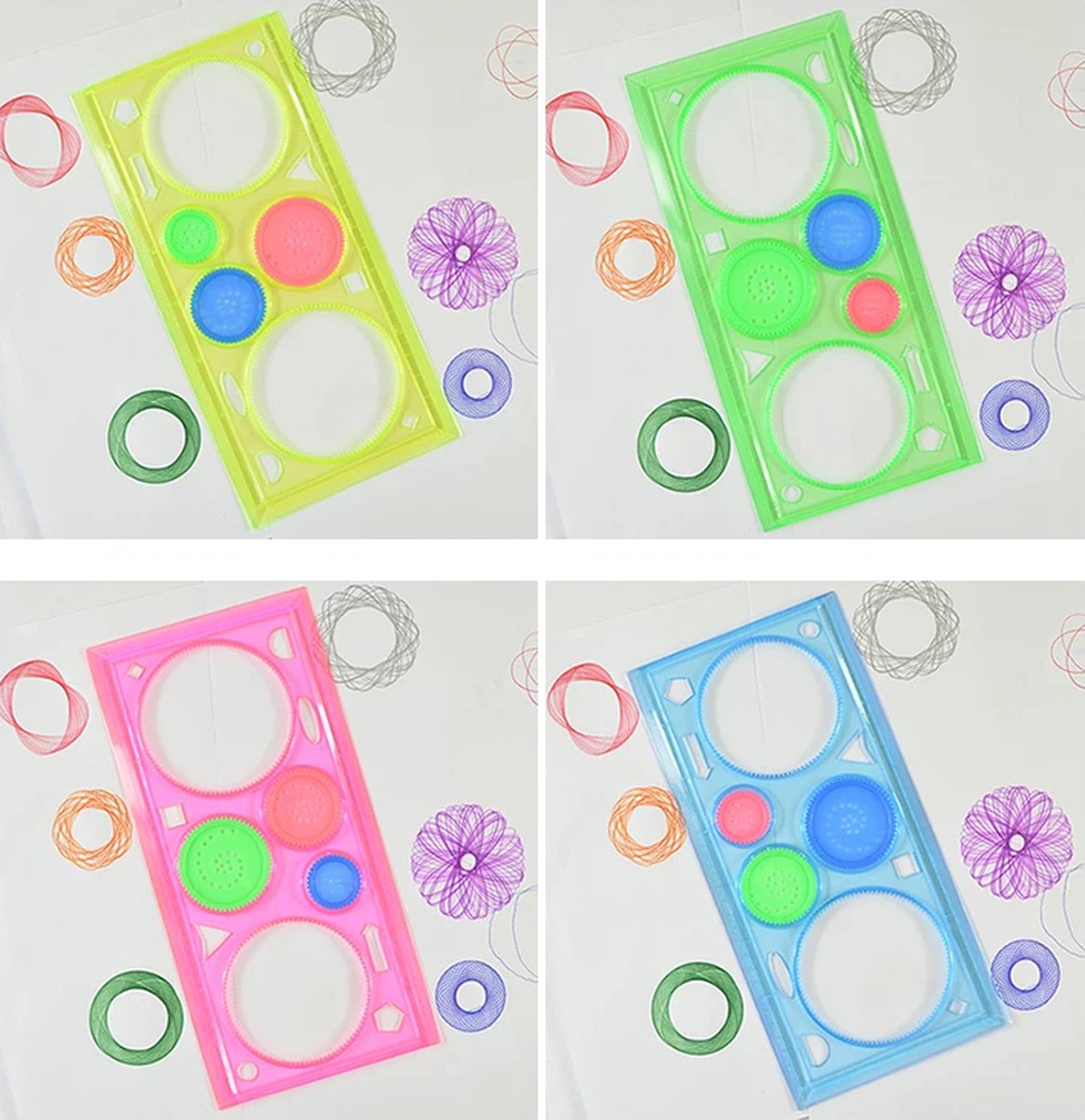 Spirograph - 20cm x 9.9cm- Spirograaf - Radiaaltekeninstrument - Rotatietekeninginstrument - Cirkeltekenmachine - Cyclograaf