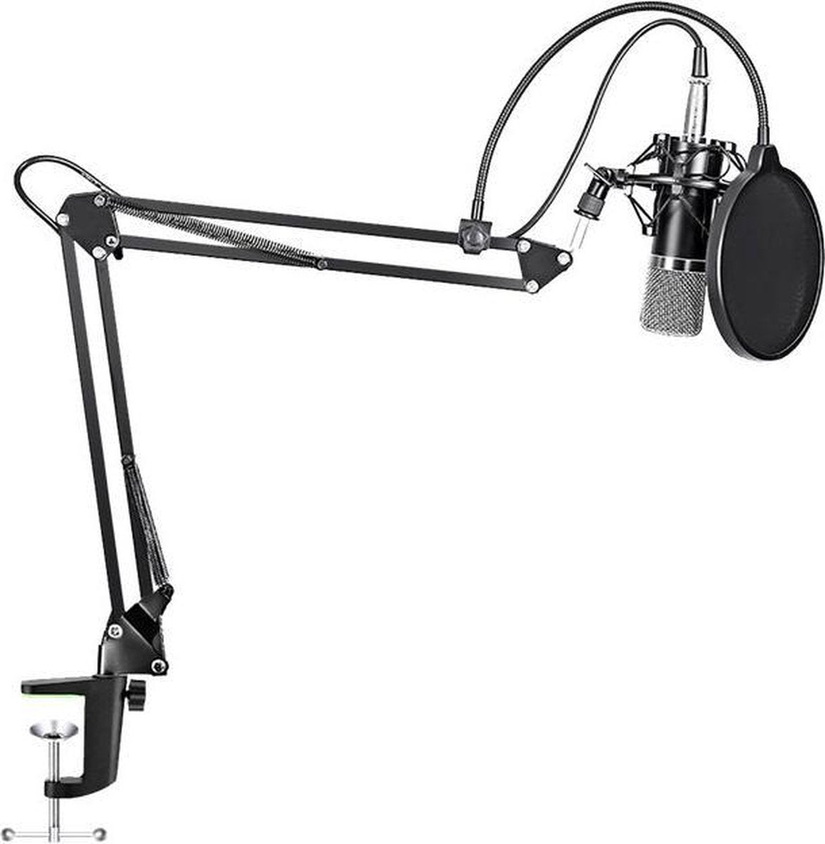 MAONO AU-A03 podcast microfoon set, condensator microfoon incl. beweegbare arm en filter zwart