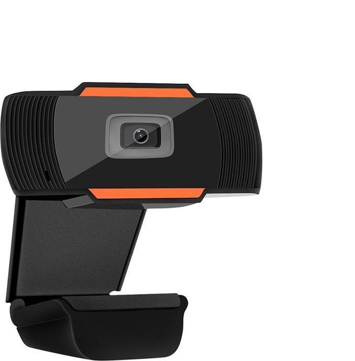 Full HD Webcam met Microfoon - Webcam voor PC - Webcamera - Vergaderen - Werk & Thuis - School - USB - Windows & Mac - Zwart & Oranje