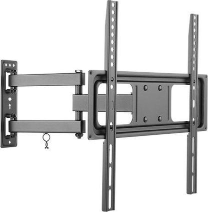 Deltaco ARM-1200, Swivel Wall Mount, 3x pivot points, monitor or TV, TV mount, 32 to 55 inch, max. 35kg, tiltable, wall mount, VESA, curved TV, with spirit level - black