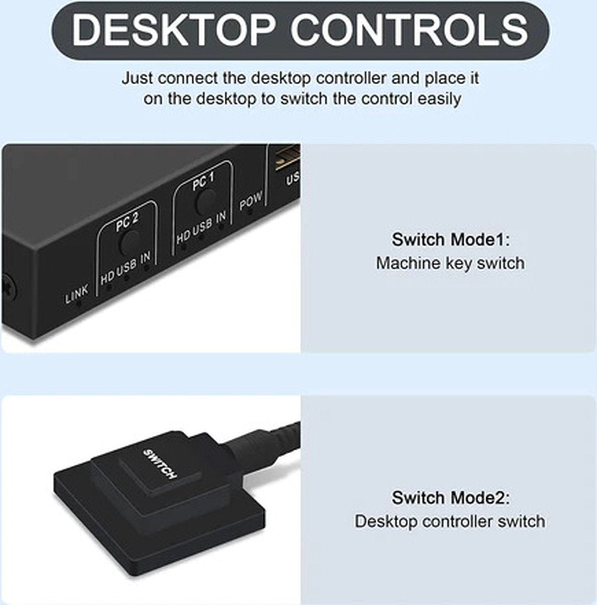 NÖRDIC KVM HDMI switch 2 in to 1 out - HDMI out 4K60Hz, 3xUSB A 2.0 - 2xHDMI in - Black