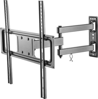 Deltaco ARM-1200, Swivel Wall Mount, 3x pivot points, monitor or TV, TV mount, 32 to 55 inch, max. 35kg, tiltable, wall mount, VESA, curved TV, with spirit level - black