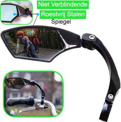 Fietsspiegel – Links – Licht Dimmend Glas – Ebike – 360° Verstelbaar