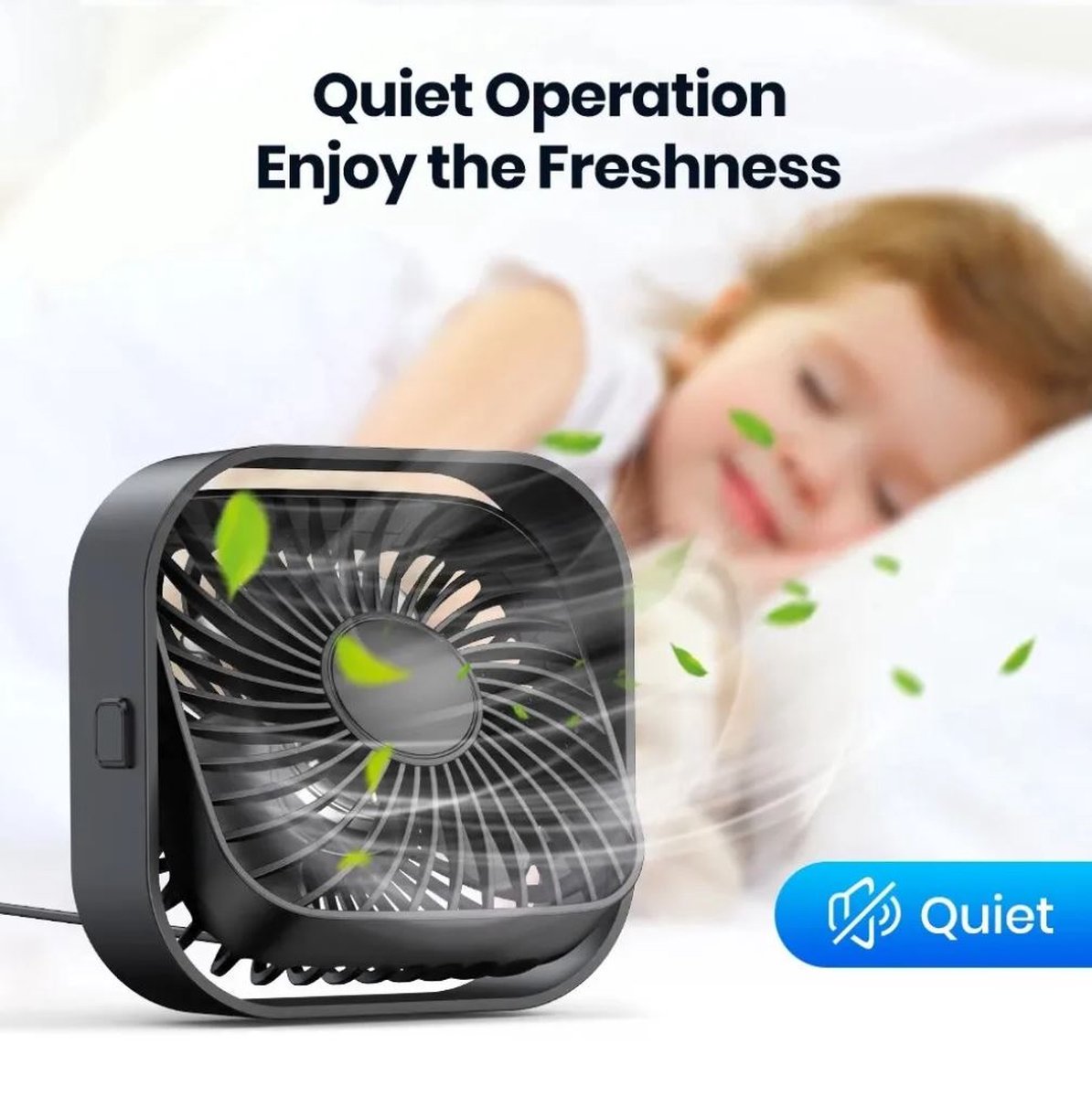 Topk Mini ventilator - USB bureau ventilator - Tafelventilator – Aircooler - 360º - Zwart