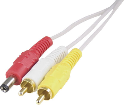 DELTACO MM-80B, 2x RCA (M/M) + DC-plug (M/F, 5.5x2.1), 5m