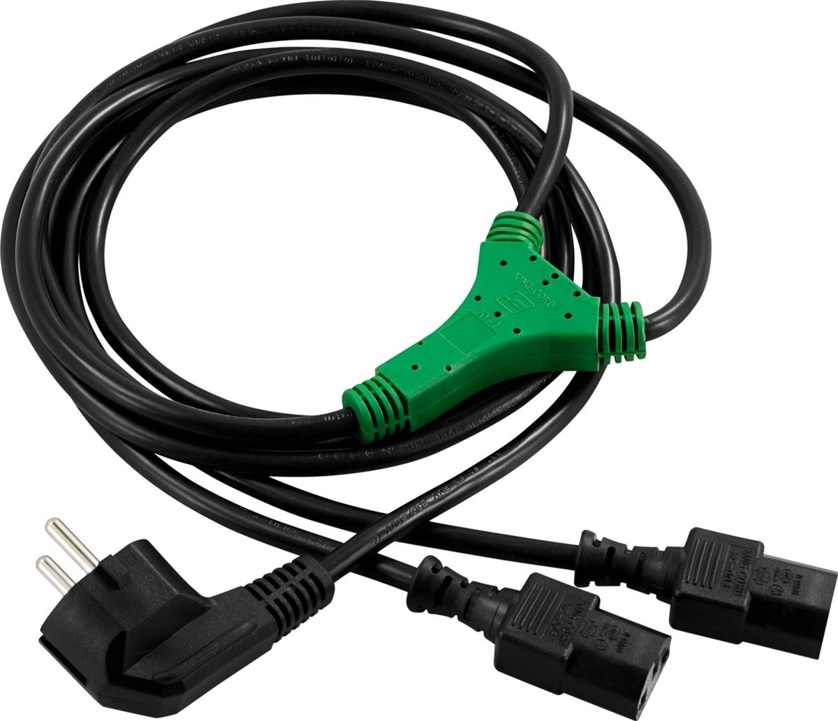 DEL-109D Y-cable for wall socket, monitor and PC, IEC plug C13, 2m