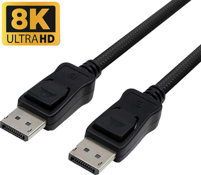 NÖRDIC DPDP-N2010 - Gevlochten DisplayPort kabel, DP 1.4, 8K UHD (60Hz), 7680x4320, 1 meter, zwart