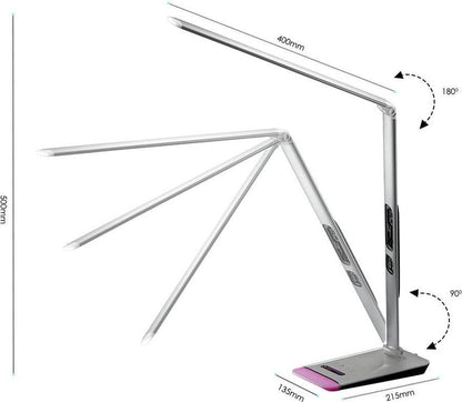 LED Bureaulamp tafellamp nachtlamp met tijd, datum en temperatuur (zilver)
