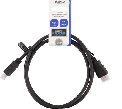 DELTACO HDMI-910, HDMI naar HDMI kabel, Ultra High speed, 4K, 60Hz, 1 m, zwart