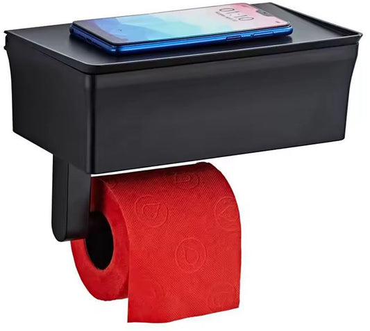 Multifunktionaler Toilettenpapierhalter mit Feuchttuchbox & Telefonablage – Selbstklebend oder zum Schrauben