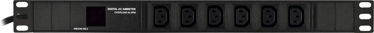 Deltaco GT-8502 power extension 2m 6 AC output(s) Indoor, black