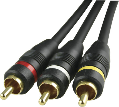 DELTACO MM-28A, Audio/video cable 2x 3 RCA, gold plated, black, 3m