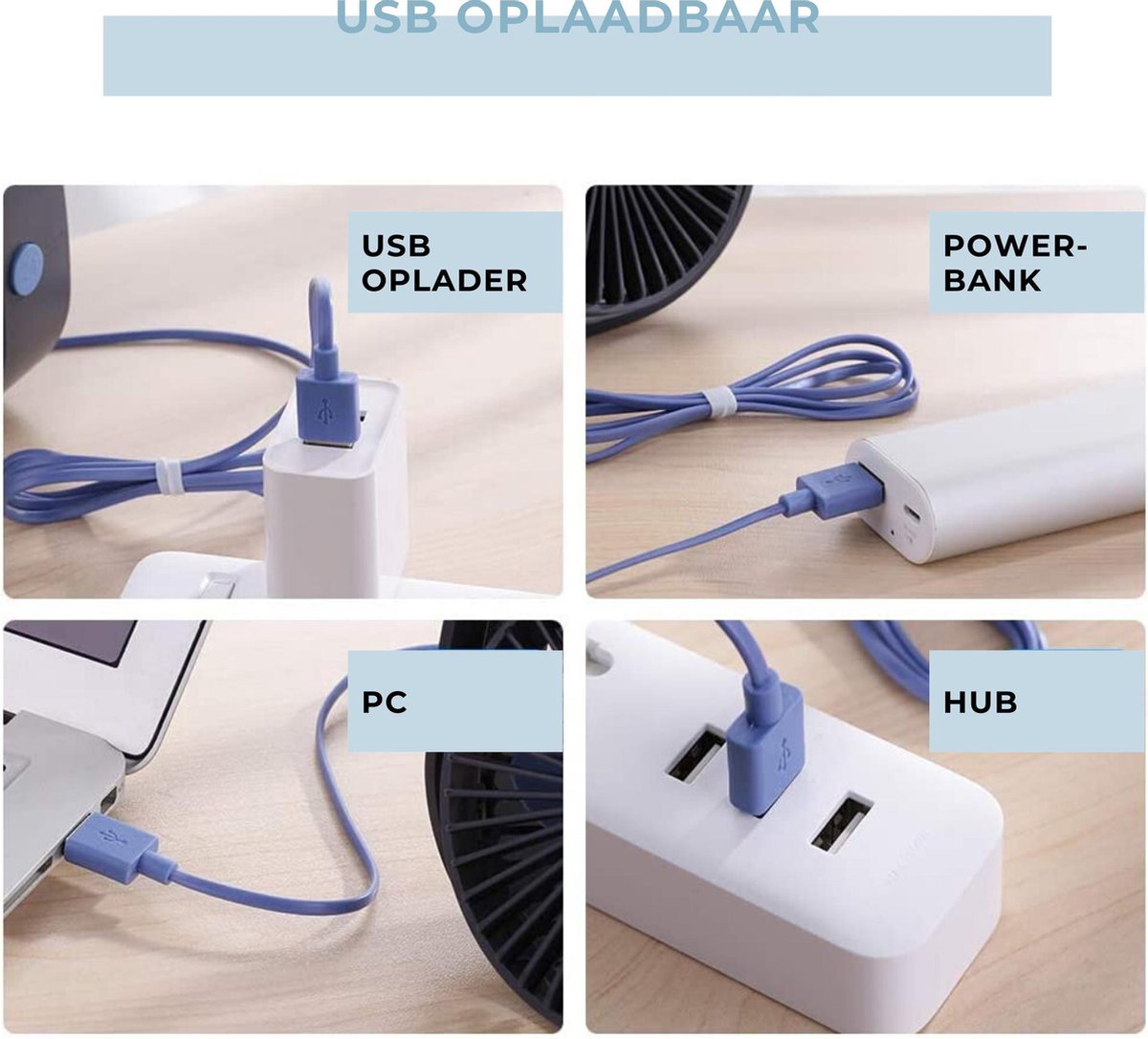 Mini ventilator - Ventilator USB – Bureau Ventilator - Tafelventilator – Stille Ventilator – Bed Ventilator- Aircooler - 360º