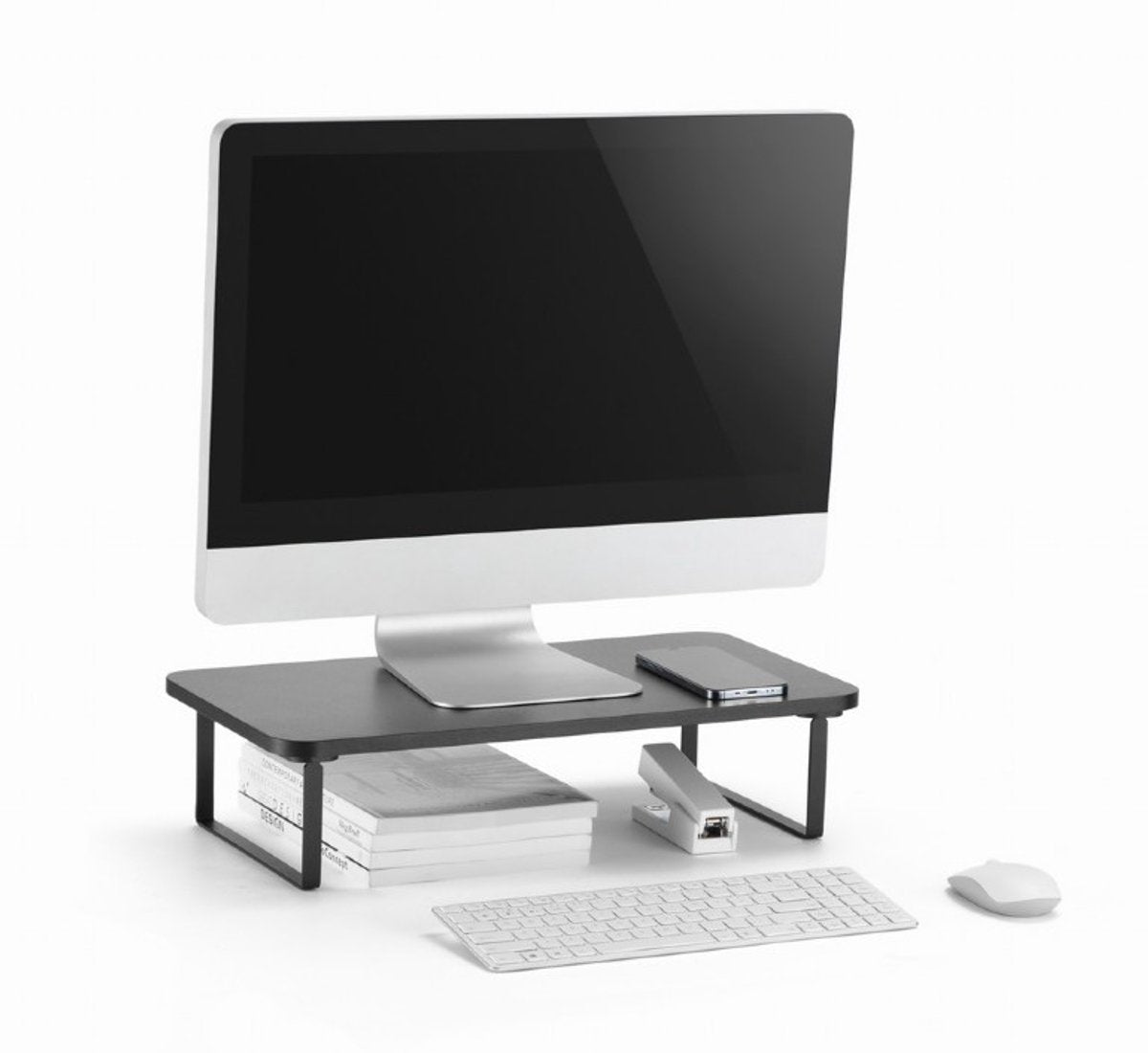 Monitorstandaard - 50cm - Verhoger op bureau - Tot 20kg - Ideaal voor 1 monitor - Monitorverhoger 12 cm - Monitor bureau organizer