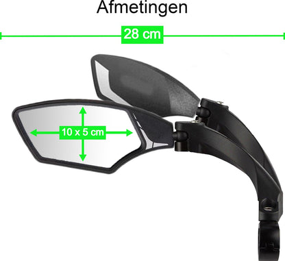 Fietsspiegel – Links – Licht Dimmend Glas – Ebike – 360° Verstelbaar