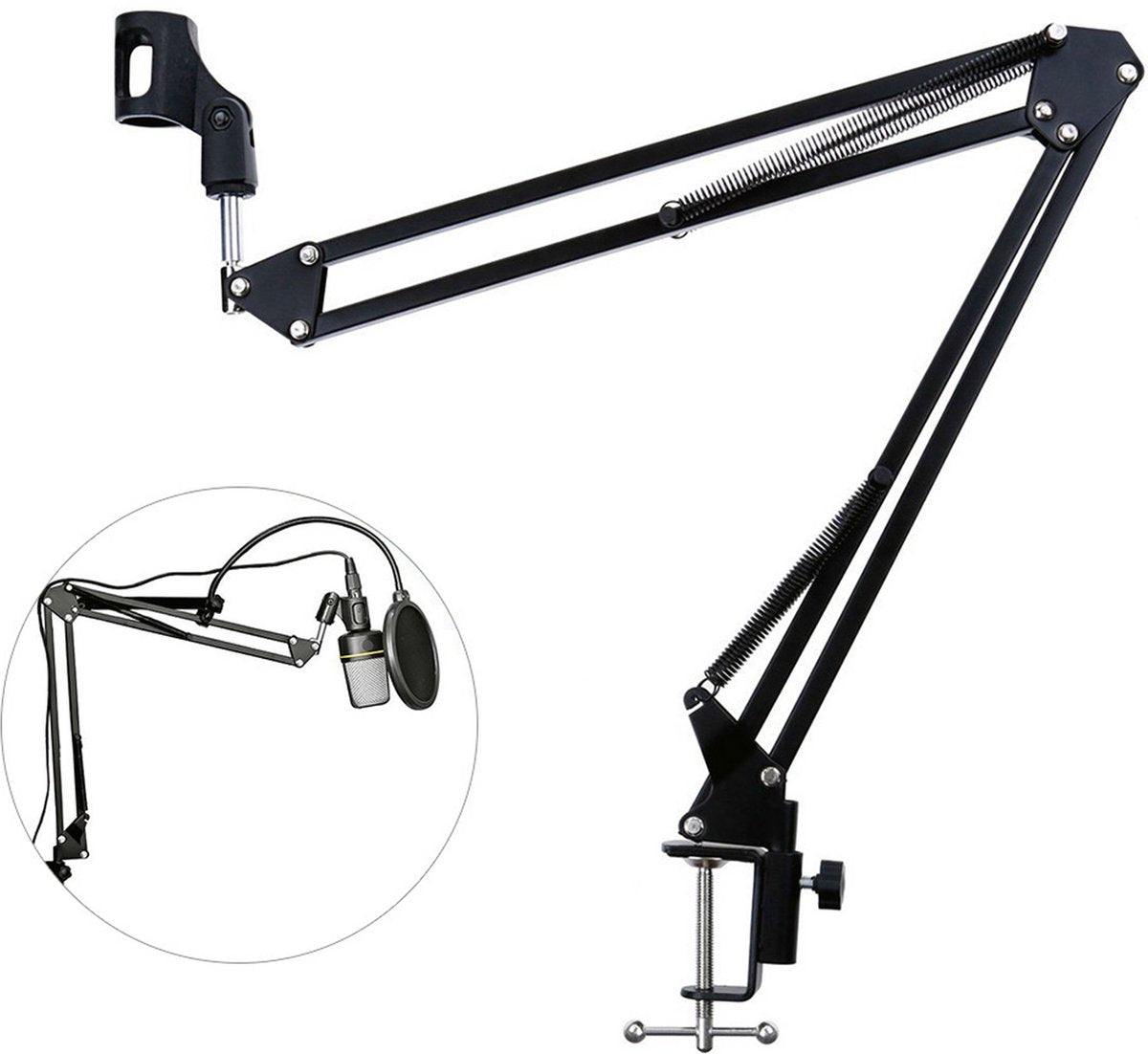 Platinet VARR Gaming VGMDAS - universele microfoon arm en standaard - bureauklem - zwart