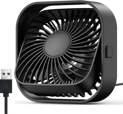 Topk Mini ventilator - USB bureau ventilator - Tafelventilator – Aircooler - 360º - Zwart
