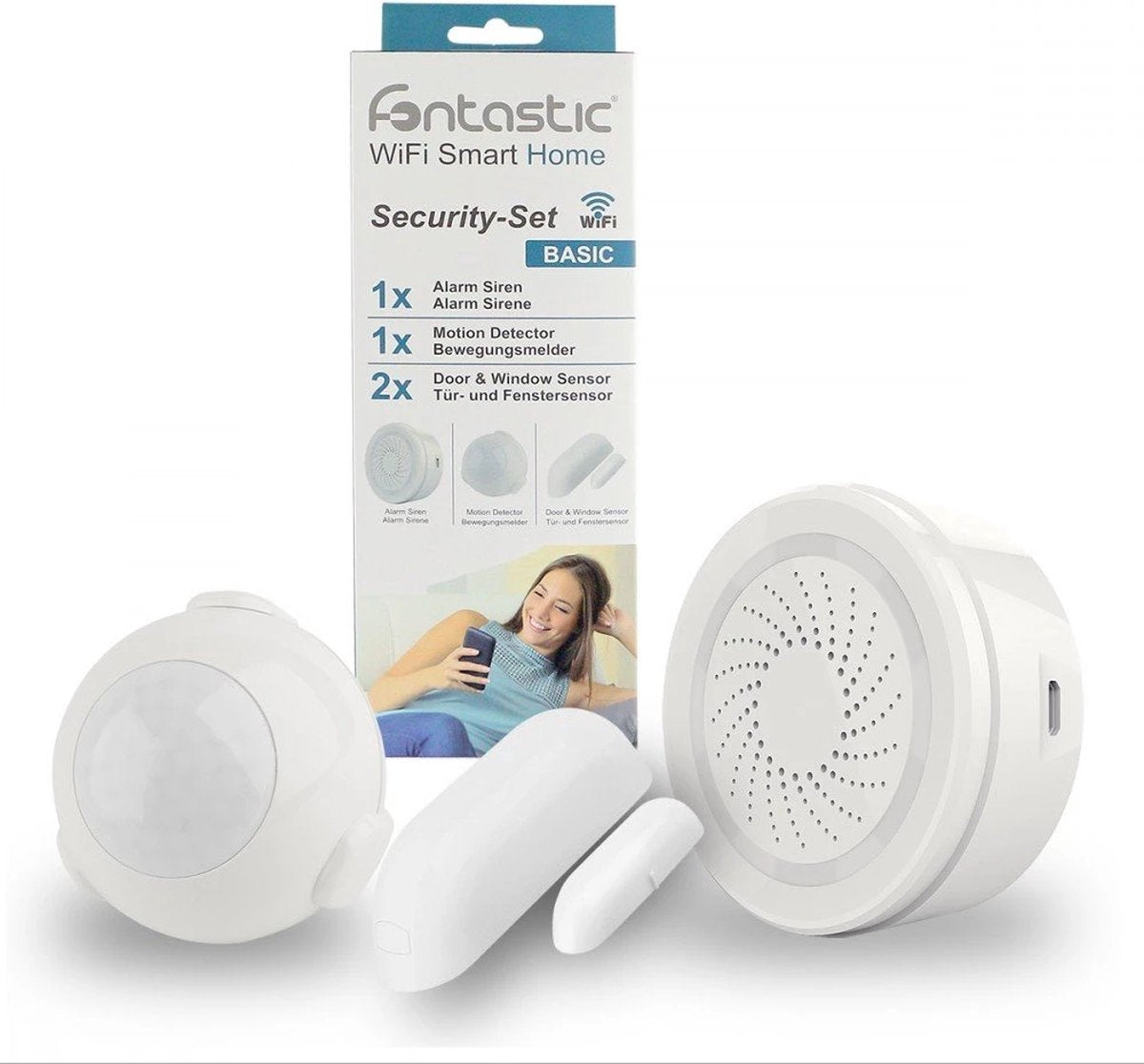 Fontastic 254406 Smart Home Security bewegingsmelder sirene deur/raam sensor WiFi