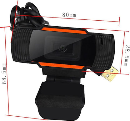 NÖRDIC WEBCAM-720, Webcam with microphone for PC, laptop, Web camera HD 720p, black/orange