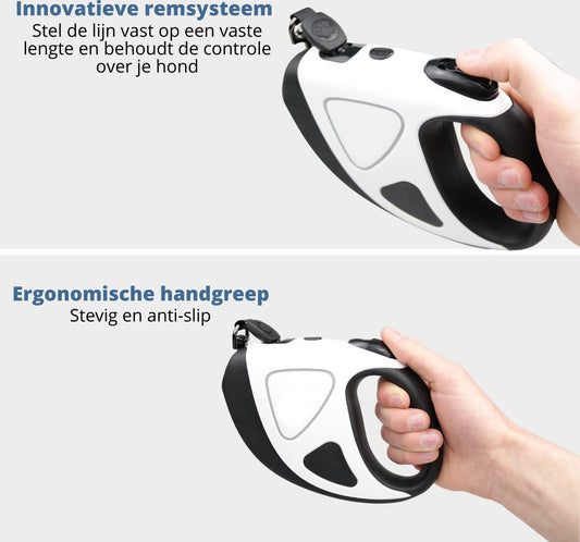 AdroitGoods Rollleine Hund – Taschenlampe – Kleine Hunderassen (5-30 kg) – Hundeleine – Laufleine – Hundeleine – Reflektierend