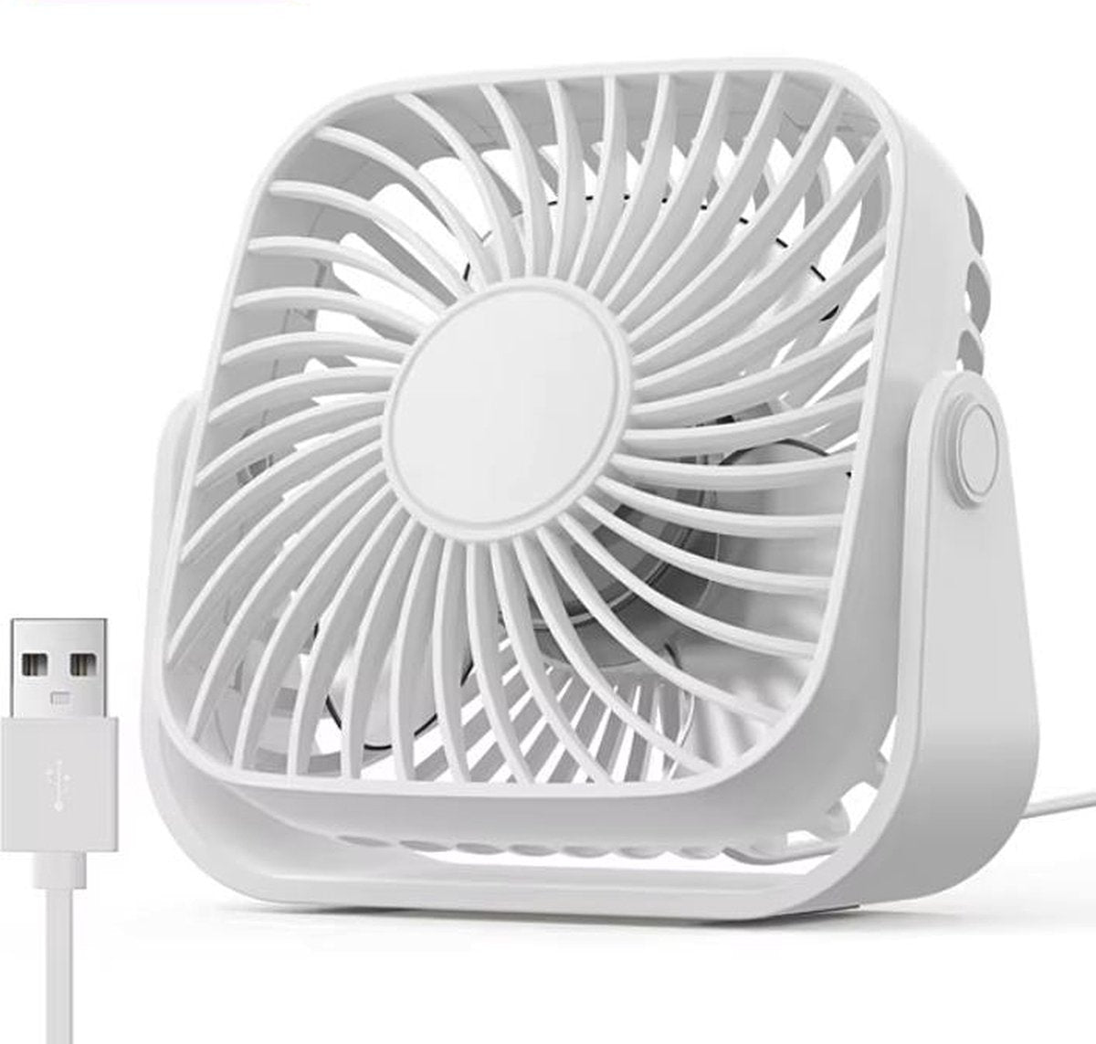 Topk Mini Ventilator - USB Bureauventilator - Stille 360º Tafelventilator - Aircooler - Wit