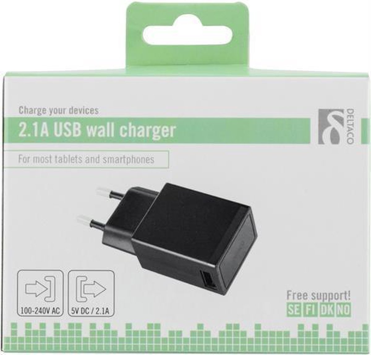 Deltaco USB-AC77 Charger for Mobile Devices Indoor Black