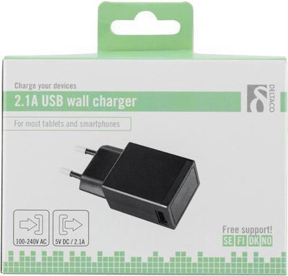 Deltaco USB-AC77 Charger for Mobile Devices Indoor Black