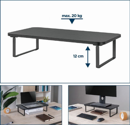 Monitorstandaard - 50cm - Verhoger op bureau - Tot 20kg - Ideaal voor 1 monitor - Monitorverhoger 12 cm - Monitor bureau organizer