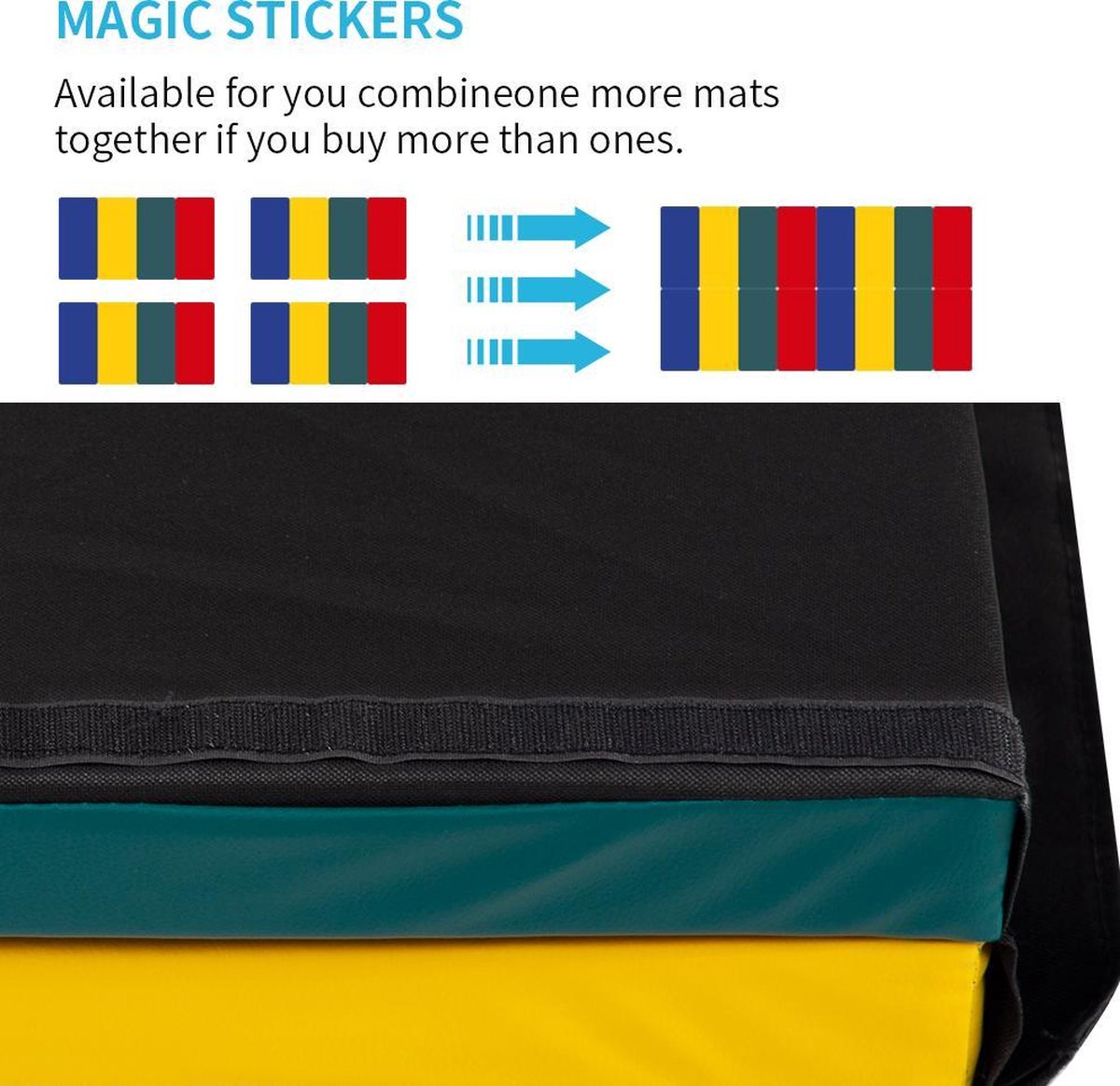 Best Massage YM-R4-CM Premium Opvouwbare yoga mat - 5 cm dik - Blauw, rood, geel, groen