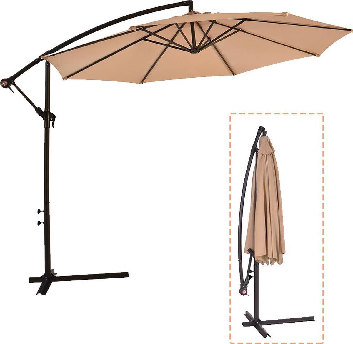 FDW HU-D1083-Tan Floating parasol - 304.8 cm - Tan