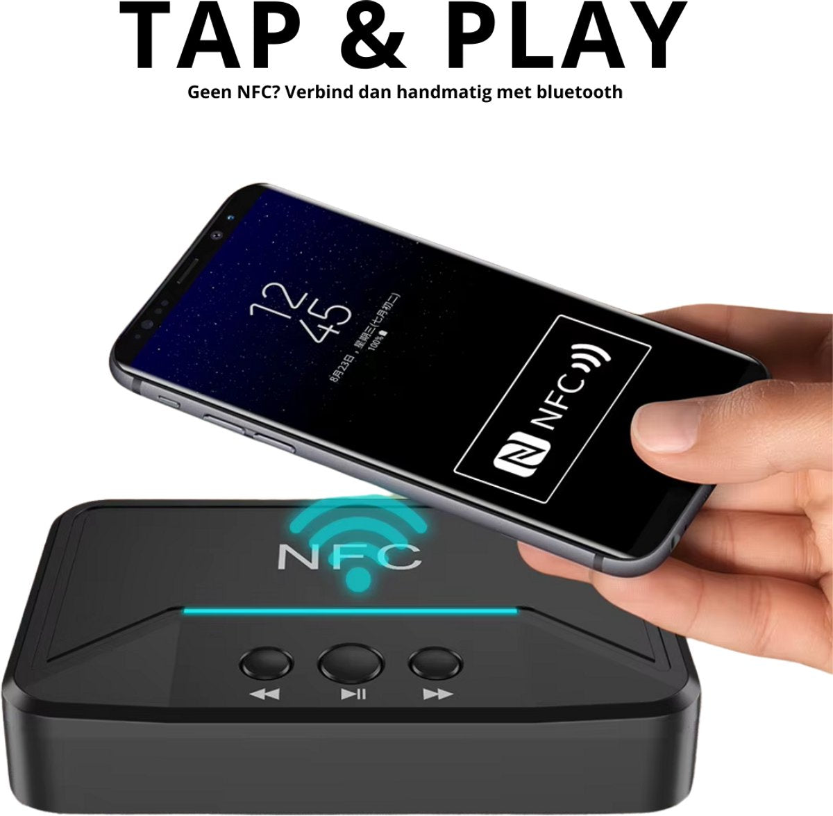 Delmark Bluetooth Ontvanger - BT 5.0 Receiver - 3.5mm AUX jack en RCA uitgang - HiFi Stereo Adapter - Bluetooth naar Aux - Bluetooth naar RCA