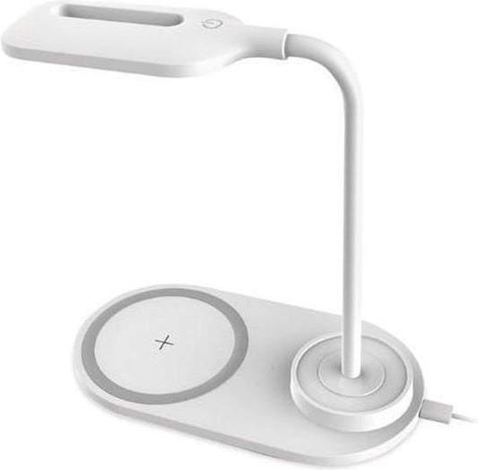 PLATINET PDL1930W LED bureaulamp 5W met ingebouwde 5W Qi draadloze oplader Wit