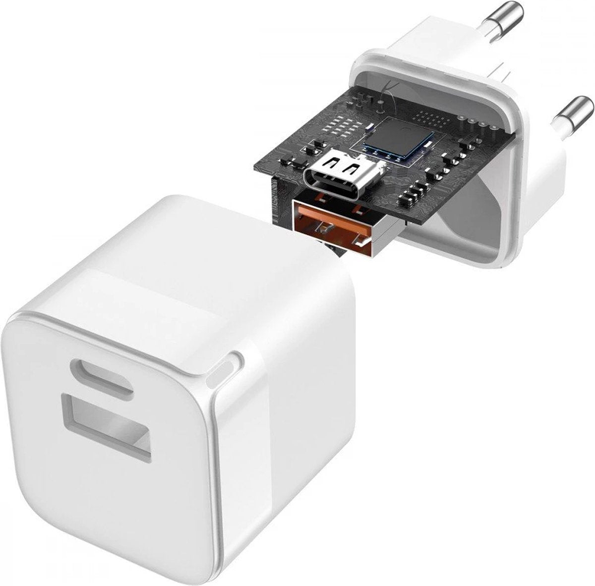 Fontastic 261367 Loose AC Charger USB-A and Type-C - Fast Charger - 30W - White