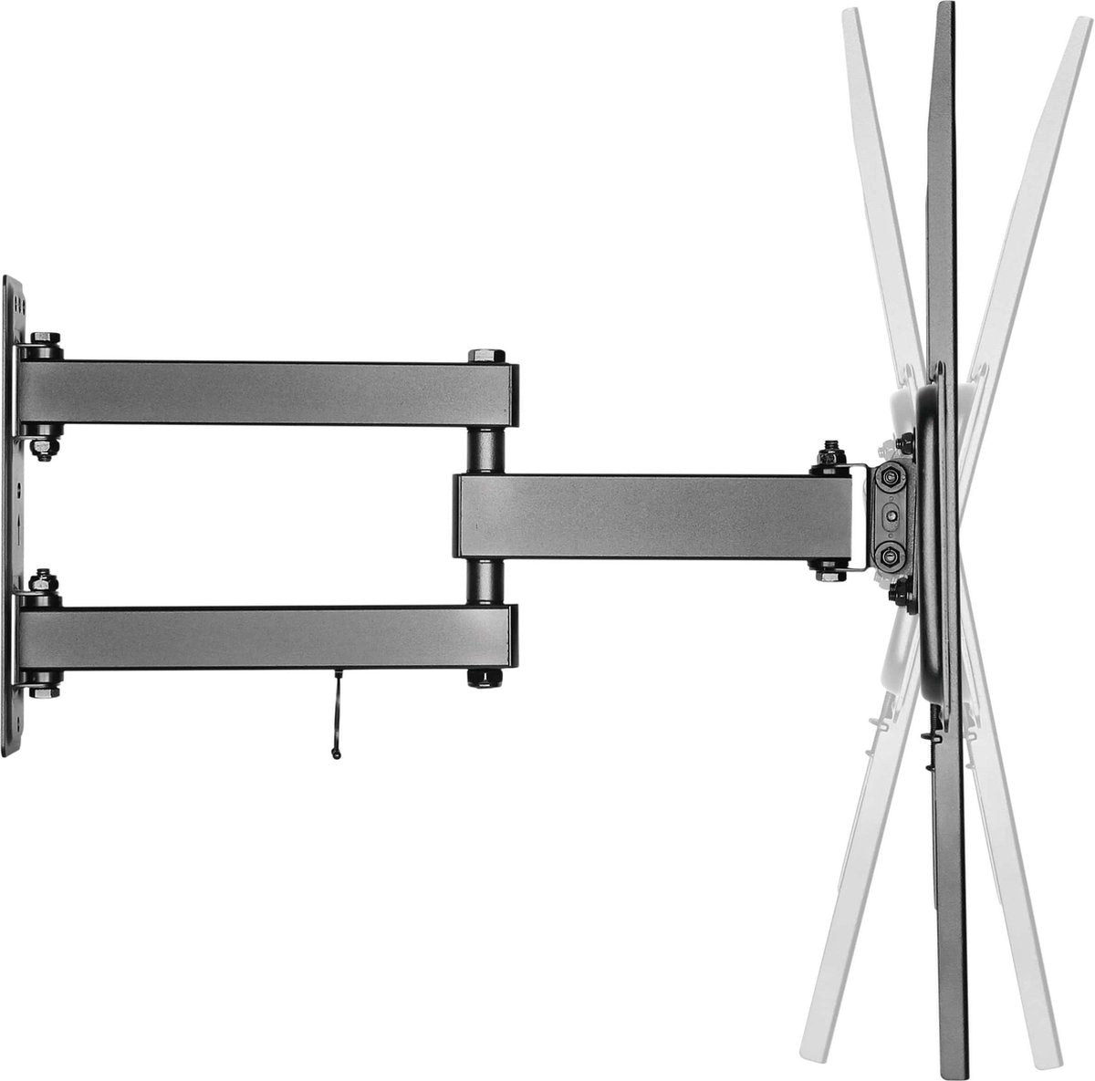 Deltaco ARM-1201, Draaibare Muurbeugel, 3x draaipunten, monitor of TV, Tv-beugel, 37 t/m 70 inch, max. 35kg, kantelbaar, wandbeugel, VESA, gebogen tv, met waterpas - zwart