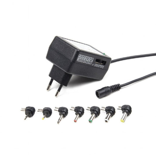 Delmark Universele AC-DC Adapter - 12W - Instelbare Voltage - 7 DC Connectors - Beveiligd tegen Kortsluiting & Overspanning