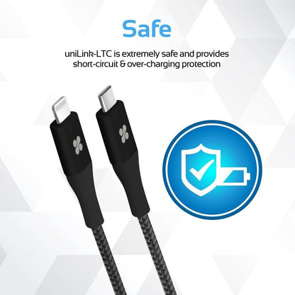 Promate UNILINK-LTC2 Mobile Phone Cable Black USB C Lightning 2m
