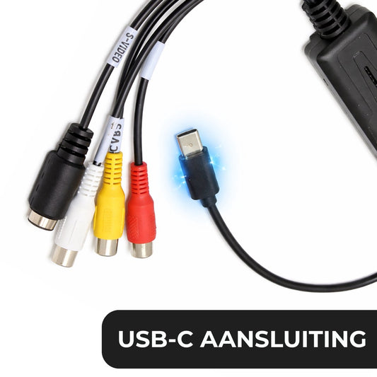 Delmark USB-C Video Grabber - AV naar USB-C Laptop of mobiel - RCA Video-opnamekaart