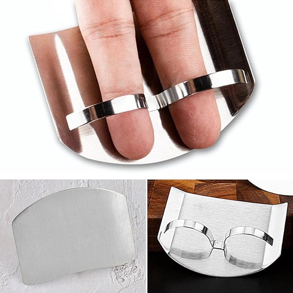 RVS Vinger Beschermer - Vingerbeschermer Snijden - Keuken Accessoire - Groentesnijder - Design voor 2 vingers