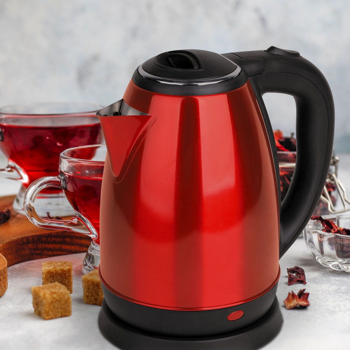 Omega OEK802 Waterkoker - 1500Watt, 1,8liter, roestvrij staal met glazen kan - kabel opbergplek, kabel 70cm