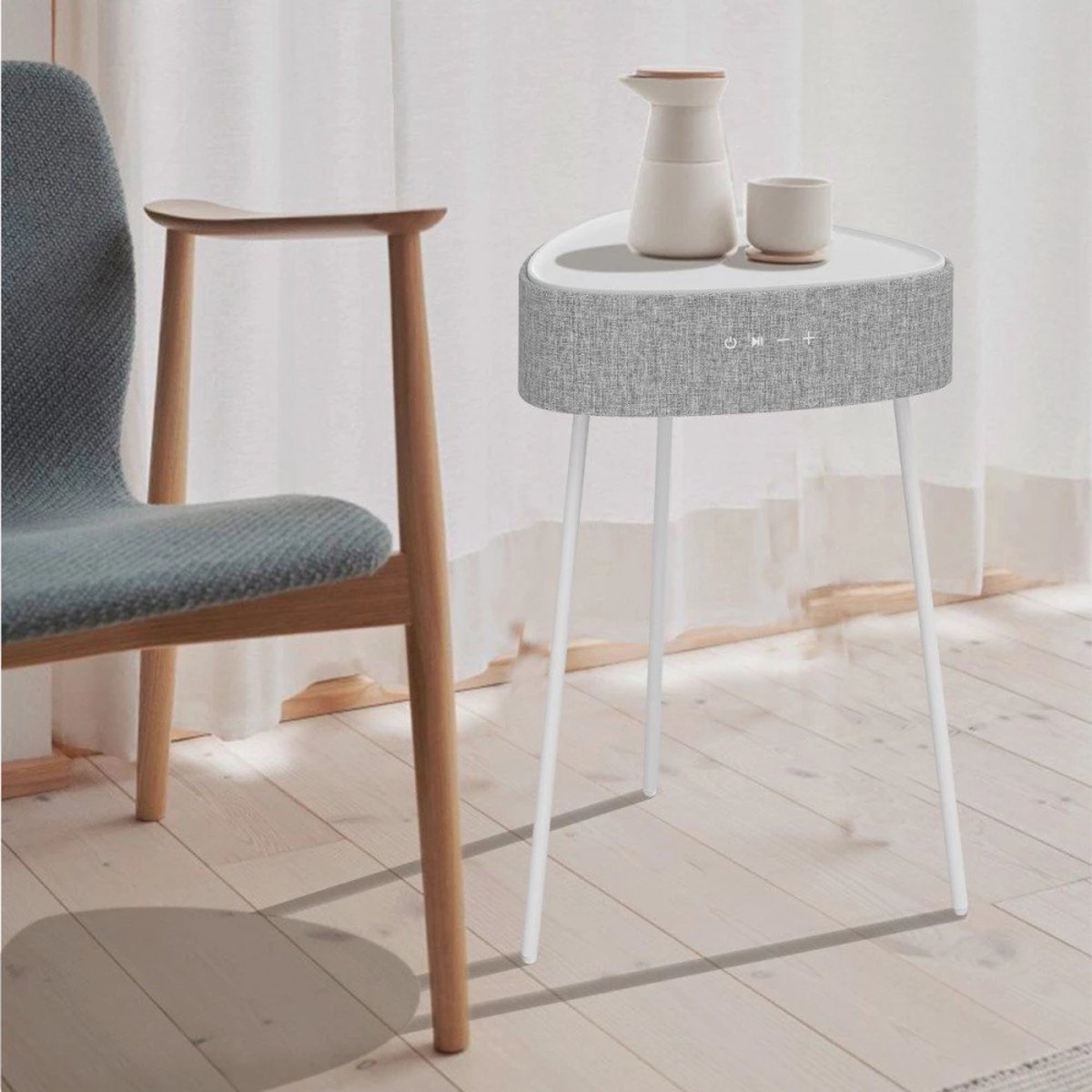 Fontastic 255205 Wireless speaker table design - Bluetooth 5.0 - White/Beige