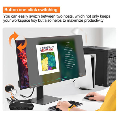 Delmark HDMI KVM Switch - USB-C - 8K - 2 PC naar 1 Monitor - USB 3.0 en RJ45 delen tussen 2 PC's - Met afstandsbediening