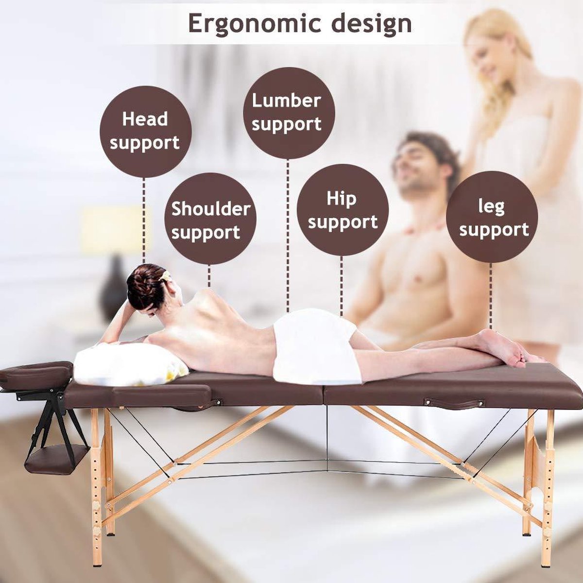 BestMassage MT-296-BROWN - Massage table - 186 cm