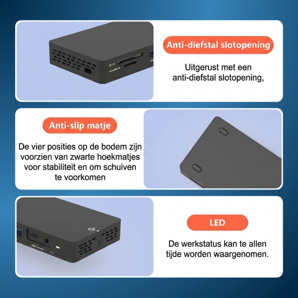 Delmark 13-in-1 USB-C Docking Station (2x DP + HDMI) - PD100W